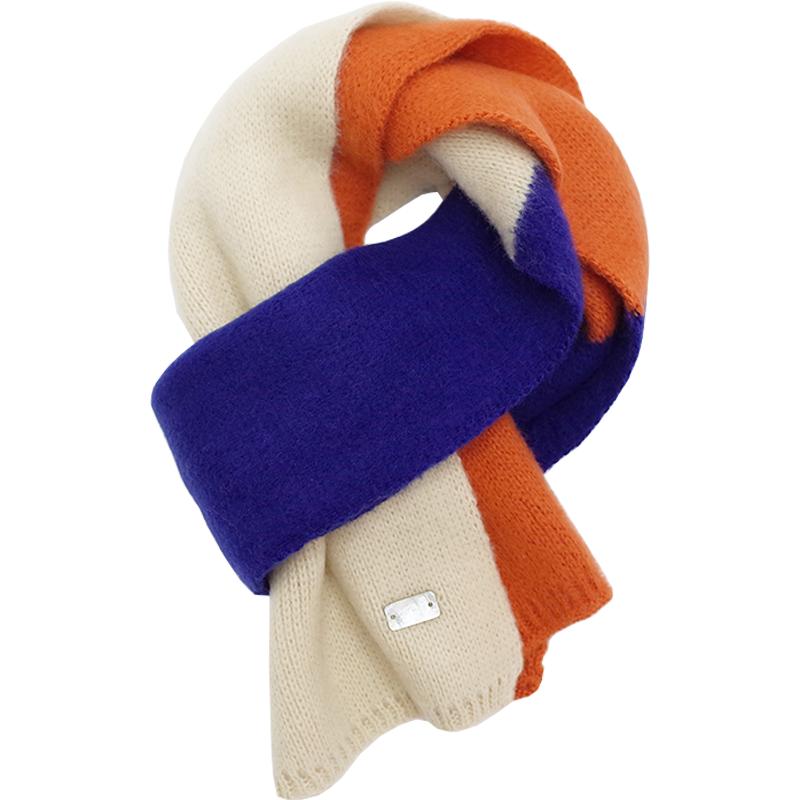 小围巾女秋冬季护颈韩版可爱少女学生保暖针织百搭拼色装饰短围脖