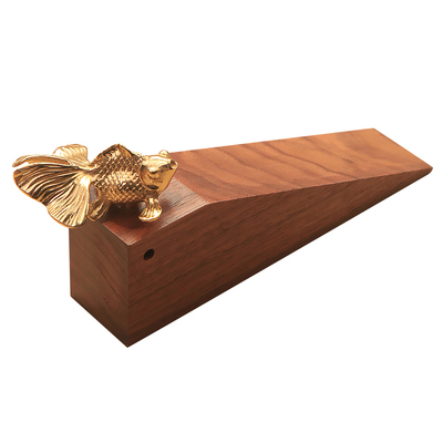 轻奢创意门挡木门塞胡桃木黄铜