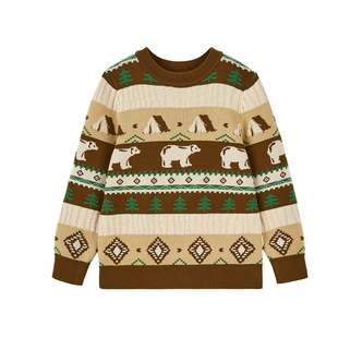 全棉时代儿童毛衣女童男童保暖棉线衣毛衫毛衣加厚纯棉套头针织衫