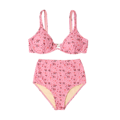 Limone女比基尼印花分体泳衣