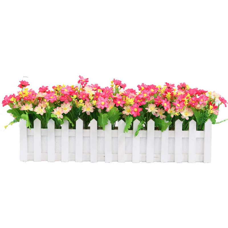 仿真绢花塑料插花束木栅栏假花艺套装客厅室内装饰绿植物盆栽摆件
