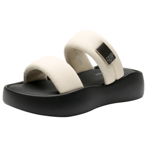 大东沙滩鞋2025夏季新款女鞋休闲厚底时尚舒适女凉拖纯色圆头女拖