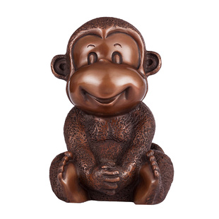 紫铜四不猴工艺品铜四不猴家居客厅摆件办公室生肖猴装饰品猴子