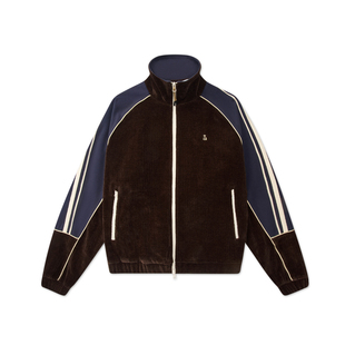 roaringwild a arch 咆哮野兽 棕色雪尼尔复古拼接运动夹克外套男