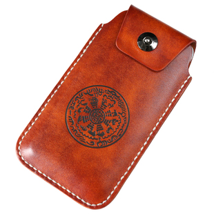 九宫手机包苹果竖款复古真皮手机套工地腰包厚牛皮手工缝穿皮带男