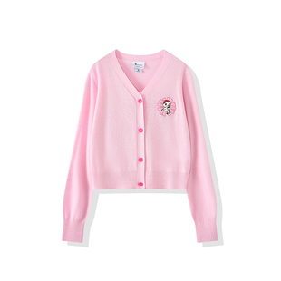 tokidoki潮牌2025春季新款绣花截短女款毛织开衫外套上衣