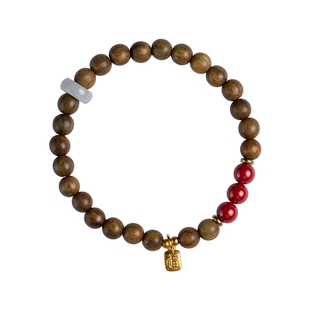 大善堂臻品绿檀木手串高含量朱砂手链福牌情绪稳定手串本命年礼物