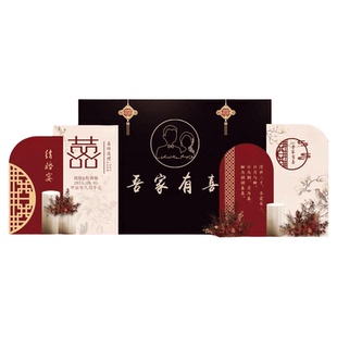 婚礼led大屏幕两侧布置出阁宴舞台装饰回门答谢宴生日会kt板定制