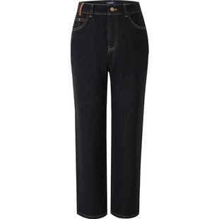 【理想裤】娅丽达加绒锁色直筒牛仔裤女2025冬季新款小个子烟管裤