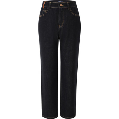 娅丽达加绒直筒牛仔裤女锁色裤子