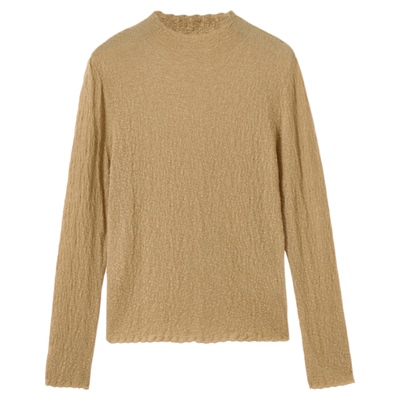 水云间肌理感羊毛针织衫上衣女小立领毛衣内搭打底衫保暖2025秋冬