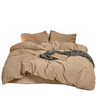 好暖和吖~加厚牛奶绒床上四件套