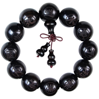 孟洛川十二字真言桃木佛珠手链