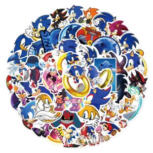 150张超音鼠sonic超级索尼克卡通贴纸可爱动画涂鸦文具滑板车贴画