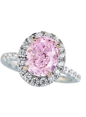 粉钻鸽子蛋戒指女轻奢气质高级感