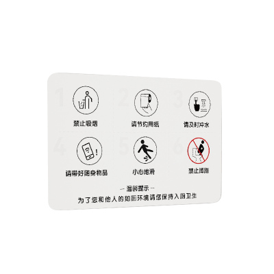 商场卫生间温馨提示牌民宿酒店卫废纸入篓请勿吸烟组合标识牌定制