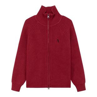 左西童装男童红色开衫毛衣加厚针织衫外套2025新款男孩大童新年服