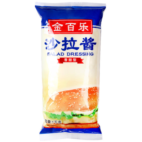 金百乐沙拉酱1kg*12袋整箱手抓饼汉堡寿司香甜水果味林沙拉酱商用