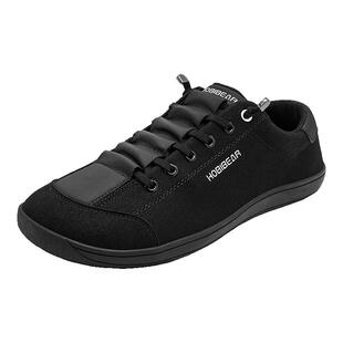 HOBIBEAR男鞋2025春秋新款黑色男士宽头鞋4e宽楦赤足鞋男款平底鞋