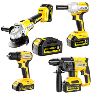 雷亚锂电组合套装三件套角磨机电锤电钻扳手一个电池多用通用机头