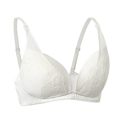 Domiamia真丝哺乳内衣蕾丝春夏季薄款孕妇聚拢防下垂胸罩孕期文胸