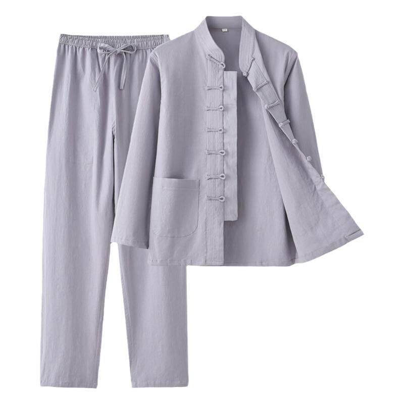 春秋款唐装男款中国风中式服装男式复古弹力套装两件套古风居士服