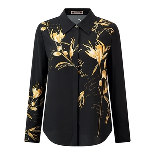 【桑蚕丝】NAERSI娜尔思气质印花衬衫春秋季柔软舒适丝绸上衣女