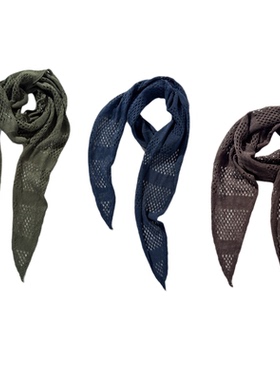 2025初秋新款亚麻镂空针织围巾