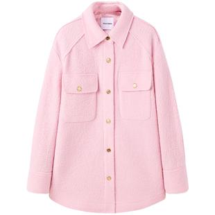 太平鸟女装年冬季款衬衫式呢大衣A3AAE420K