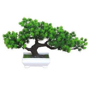 小清新绿植盆栽桌面摆设仿真植物迎客松小盆景装饰室内客厅假花草
