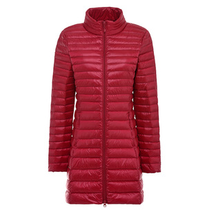 优品保暖冬季白鸭绒冬装轻薄羽绒服女中长款时尚轻便立领外套大码