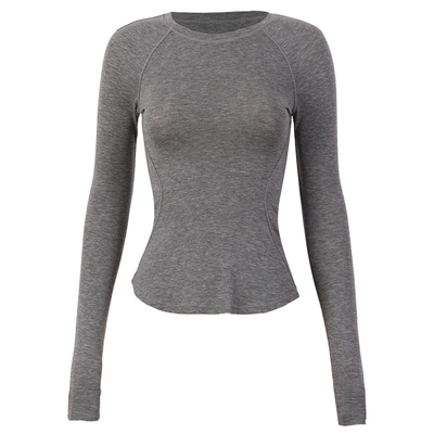 修身高弹羊毛瑜伽服上衣打底长袖