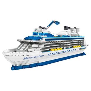 哲高积木邮轮船模型迷你小颗粒成人高难度拼装积木玩具礼物