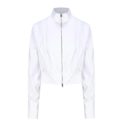 褶皱立裁设计拉链衬衫夹克