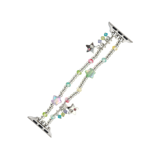 iserisewatch适用苹果手表表带iwatchs11星星爱心串珠s9夏天女款applewatch10多彩链式s8代个性SE创意41mm45