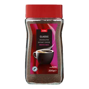 COLES速溶咖啡200g瓶装澳大利亚原装进口冷热双溶原味美式黑咖啡