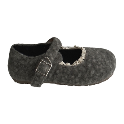灰色加绒玛丽珍棉鞋女毛毛鞋单鞋