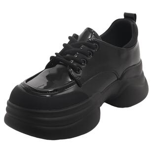 6cm厚底英伦风小皮鞋女系带增高小个子乐福鞋秋季学院风休闲单鞋