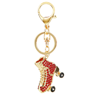 招财水钻溜冰鞋钥匙扣女可爱韩国创意汽车包包挂件卡通钥匙链饰品