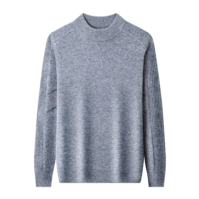 春竹男士100%山羊绒衫半高领