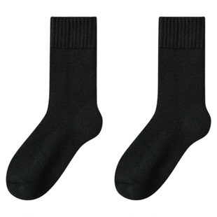 羊毛袜子男款春秋加绒加厚保暖中筒袜抗菌防臭吸汗东北御寒纯色袜