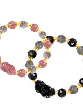 若缘情侣款草莓晶貔貅手链