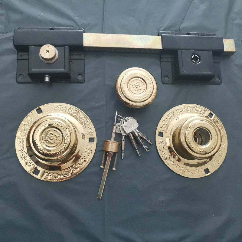 大门锁木门铁门双开门双扇门大门锁防盗门锁老式齿条锁插销大门锁