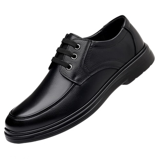 木林森头层牛皮秋季新款皮鞋男真皮时尚商务休闲鞋系带耐磨爸爸鞋