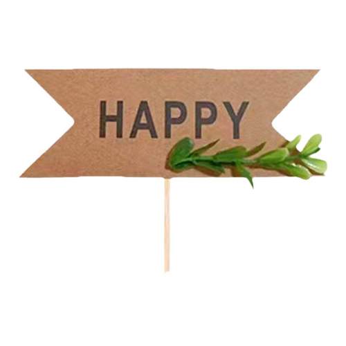 牛皮纸生日快乐插牌网红森系字牌小清新复古蛋糕装饰插件