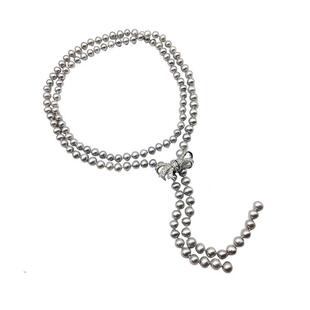 时髦精们都在戴的真多麻气质灰色淡水珍珠长项链毛衣链一款多戴