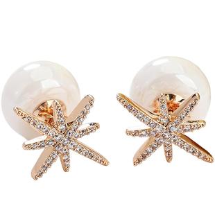 六芒星耳钉新款2025爆款饰品高级感潮珍珠耳环气质星星轻奢耳饰女