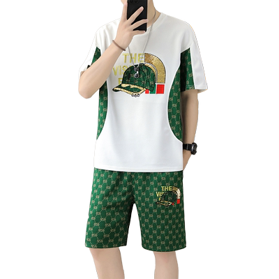 夏季休闲短袖短裤套装男