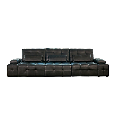 洛德劳伦斯真皮头层牛皮功能沙发客厅平推零靠墙直排黑色电动沙发