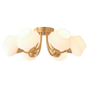 美式卧室吊灯吸顶灯新款客厅餐厅灯法式轻奢复古中古风书房铜灯具